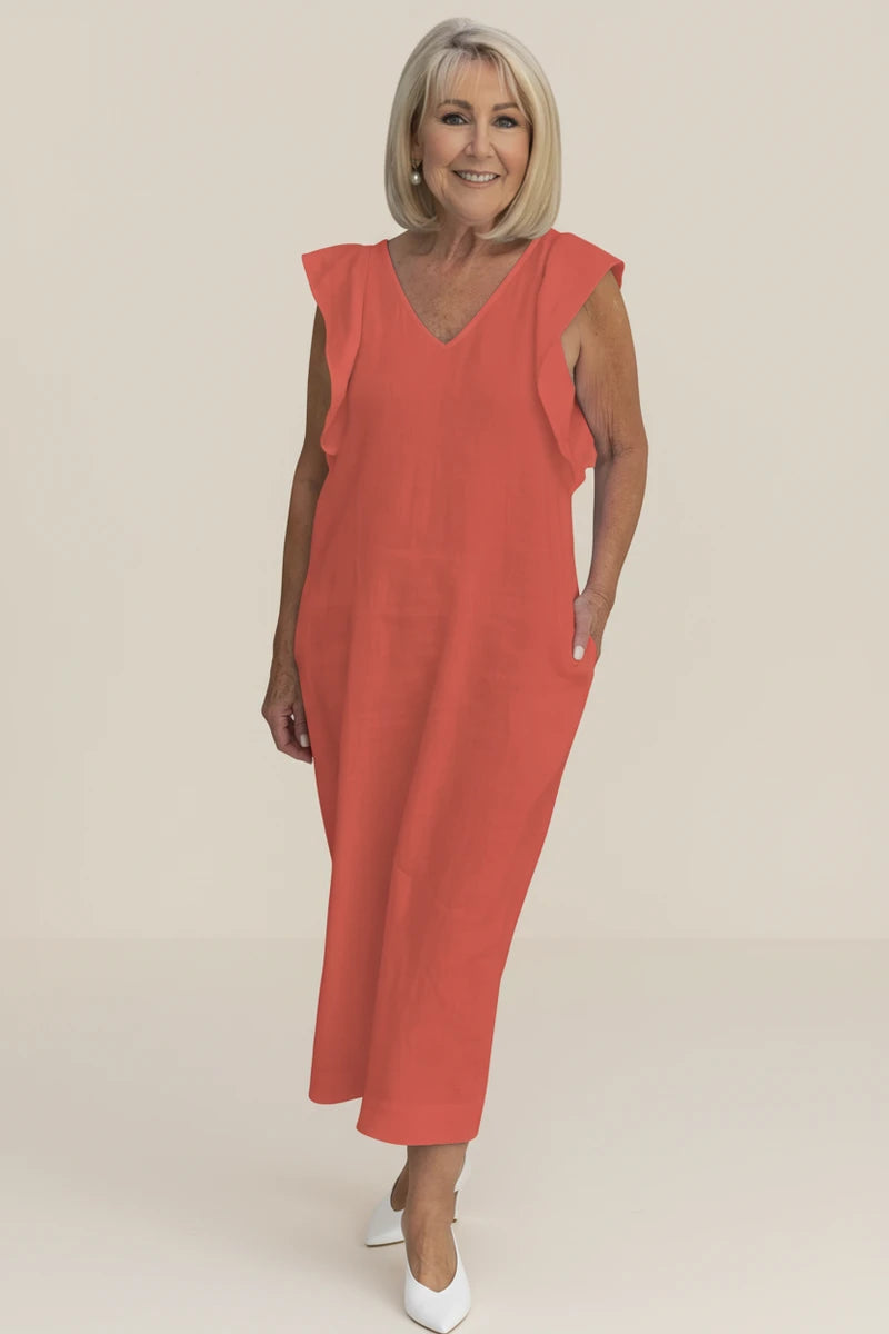 Women's Ruffle Sleeve Midi Dress