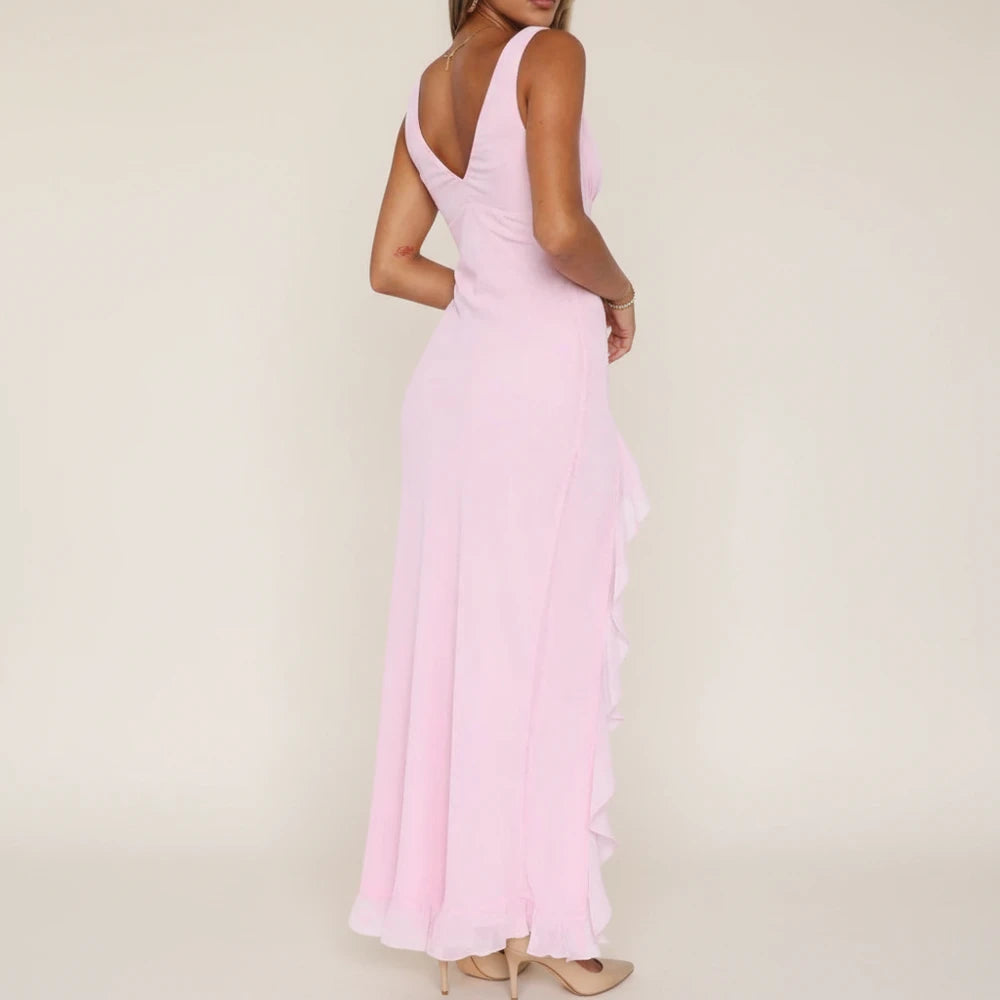 Women's Ruffle Slip Maxi Dress