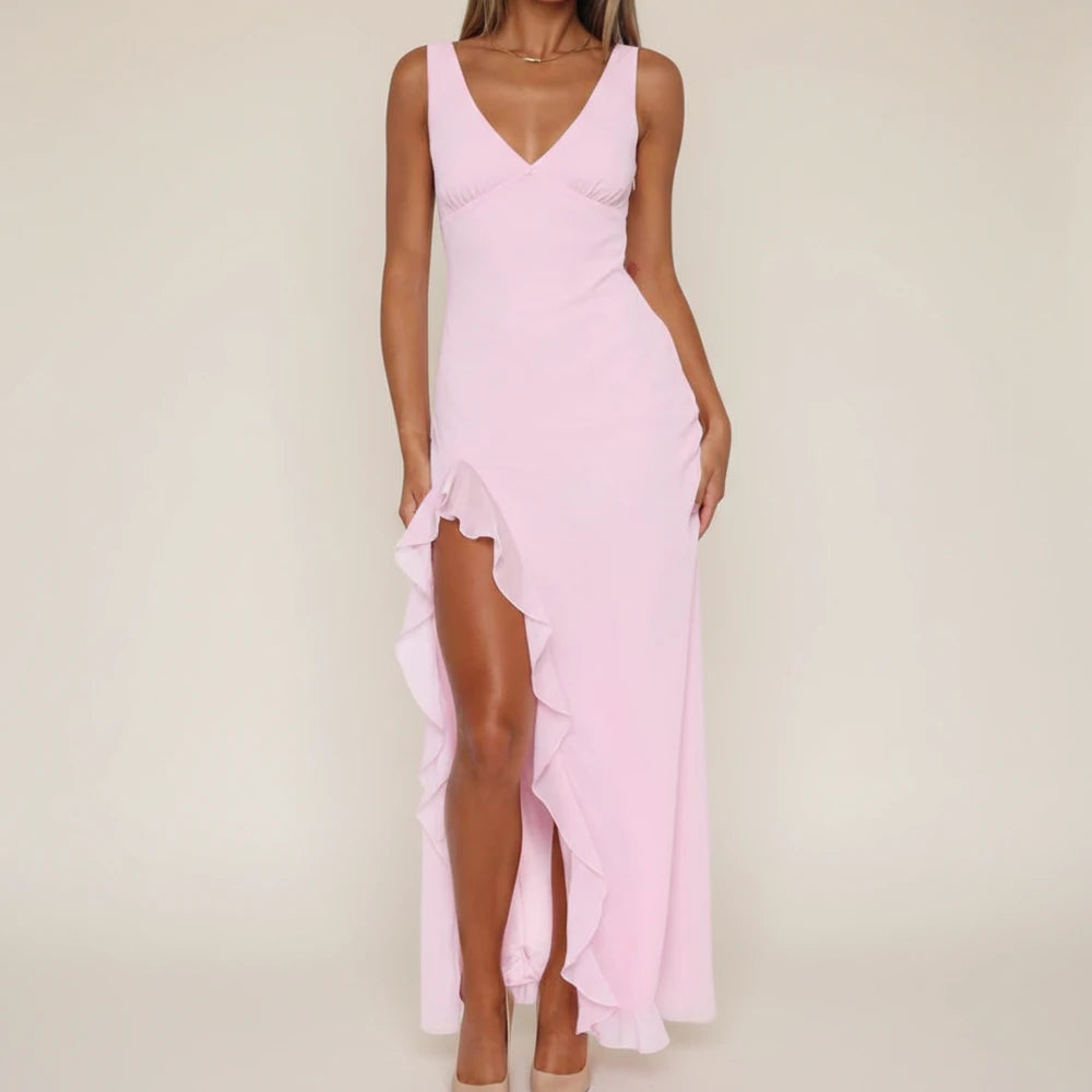 Women's Ruffle Slip Maxi Dress