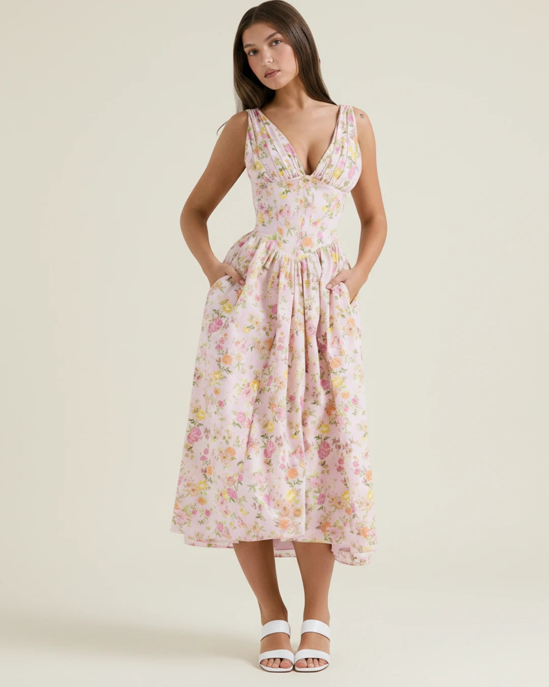 Women's Sleeveless A-Line Midi Dress