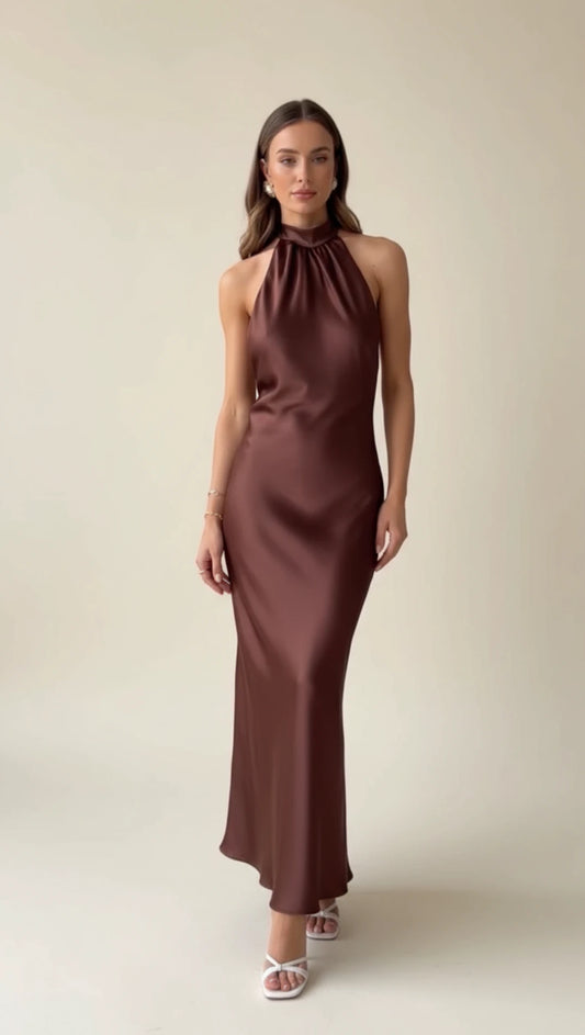 Women's Sleeveless Halter Maxi Dress