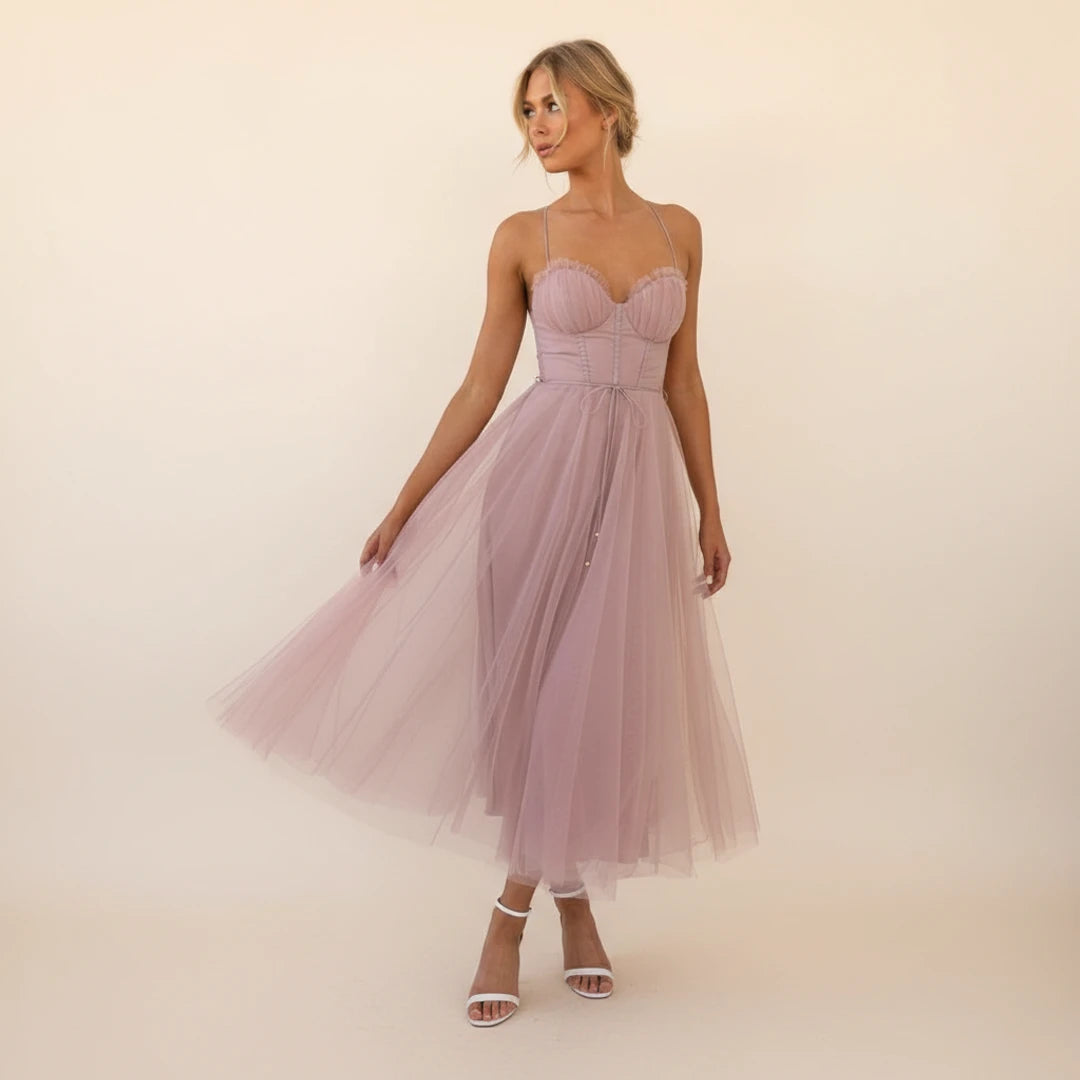 Women's Spaghetti Strap A-Line Midi Dress