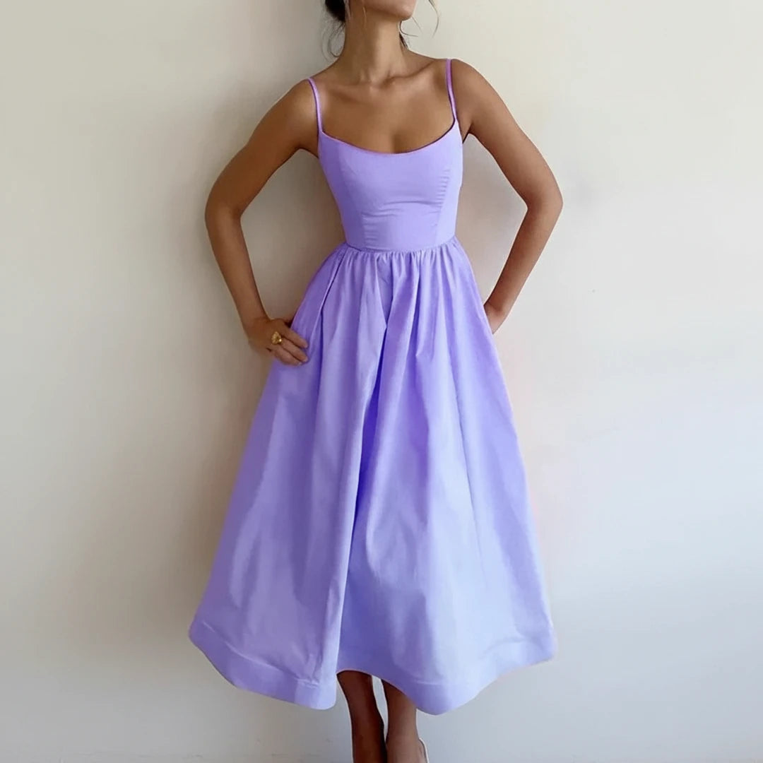 Women's Spaghetti Strap A-Line Midi Dress