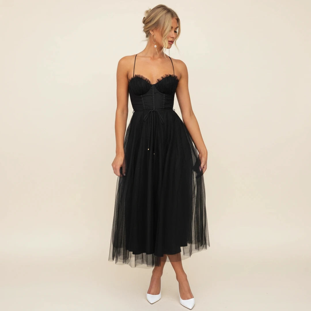 Women's Spaghetti Strap A-Line Midi Dress