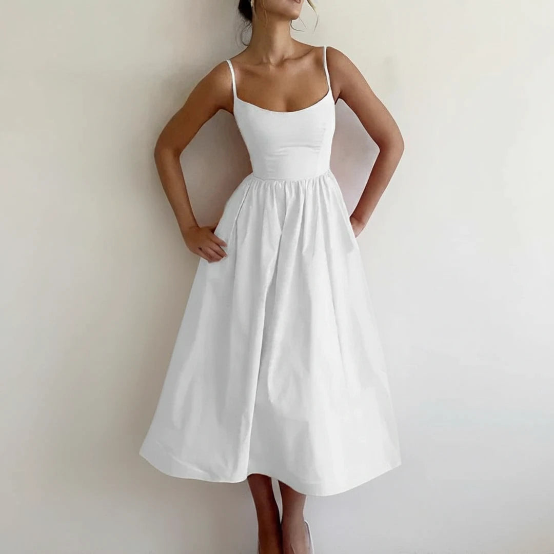 Women's Spaghetti Strap A-Line Midi Dress