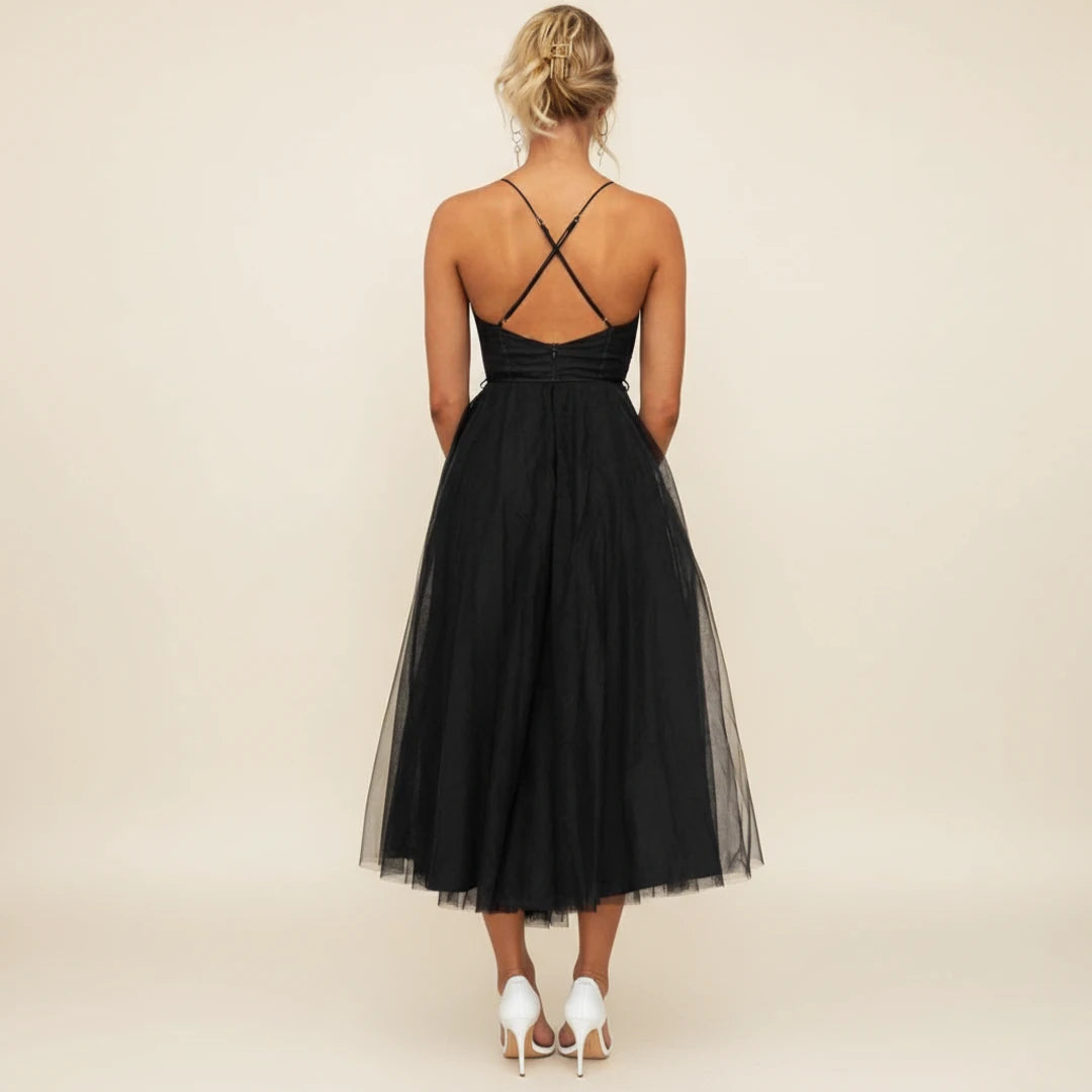 Women's Spaghetti Strap A-Line Midi Dress