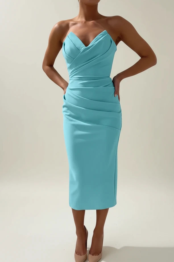Women's Strapless Bodycon Midi Dress