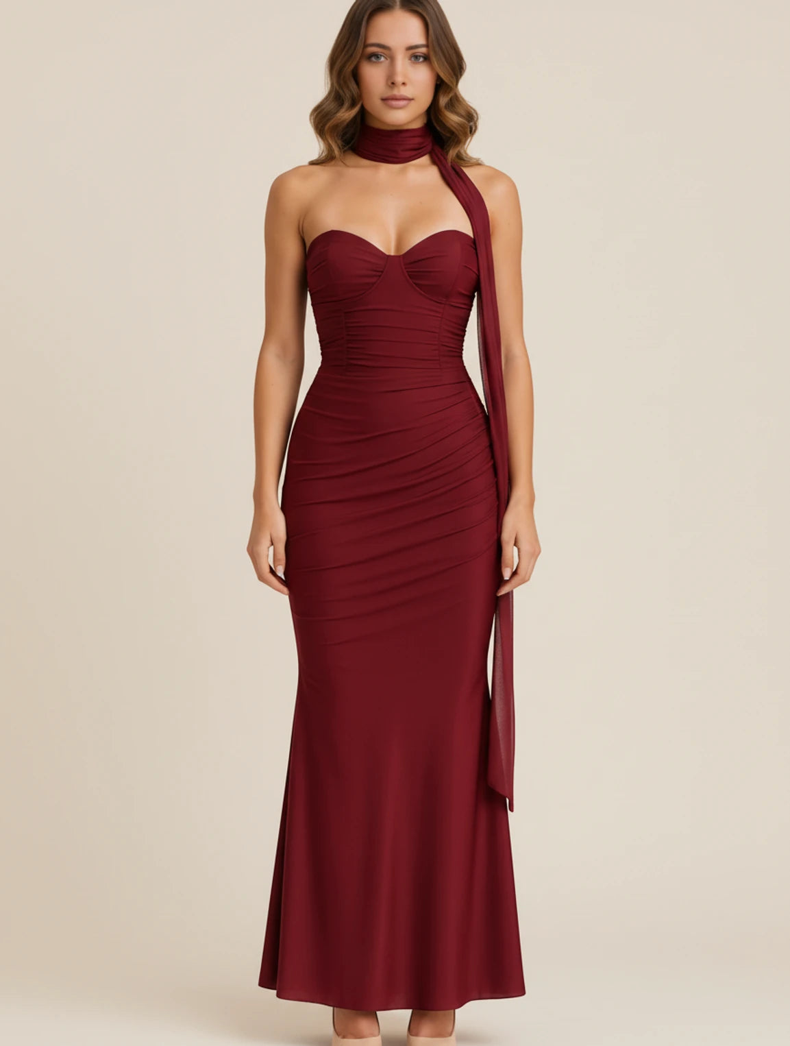 Women's Strapless Evening Maxi Dress