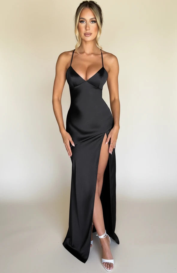Women's Thigh-Slit Slip Maxi Dress