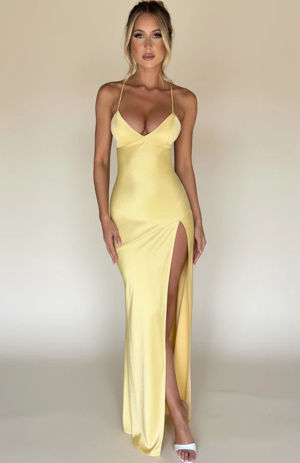 Women's Thigh-Slit Slip Maxi Dress