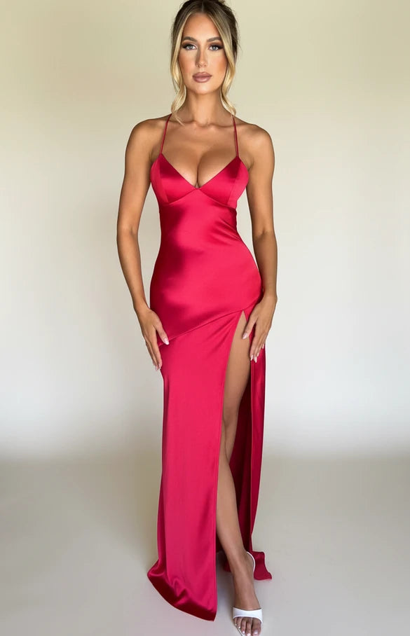 Women's Thigh-Slit Slip Maxi Dress