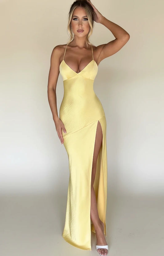 Women's Thigh-Slit Slip Maxi Dress
