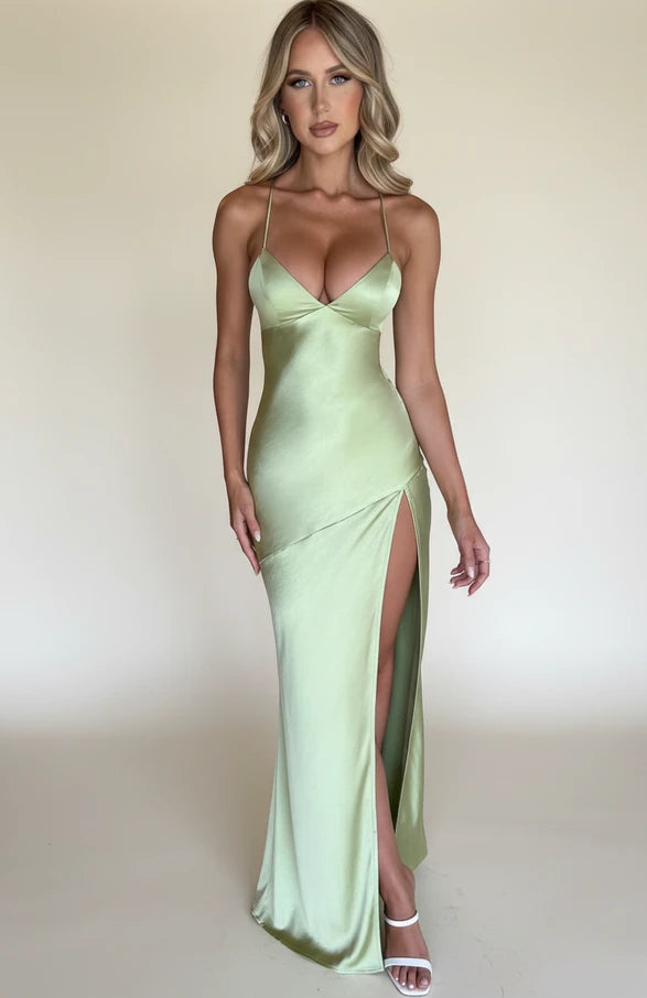 Women's Thigh-Slit Slip Maxi Dress