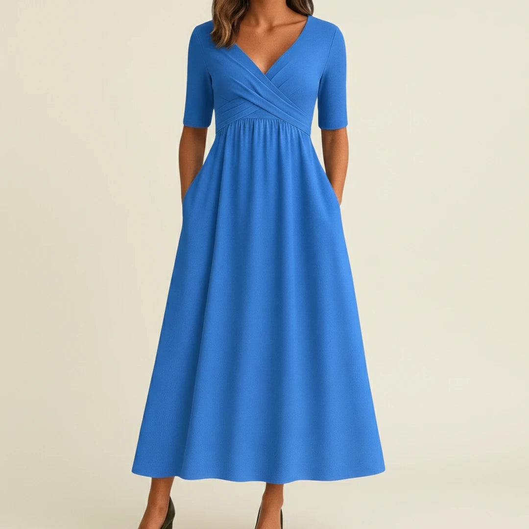 Women's V-Neck A-Line Midi Dress