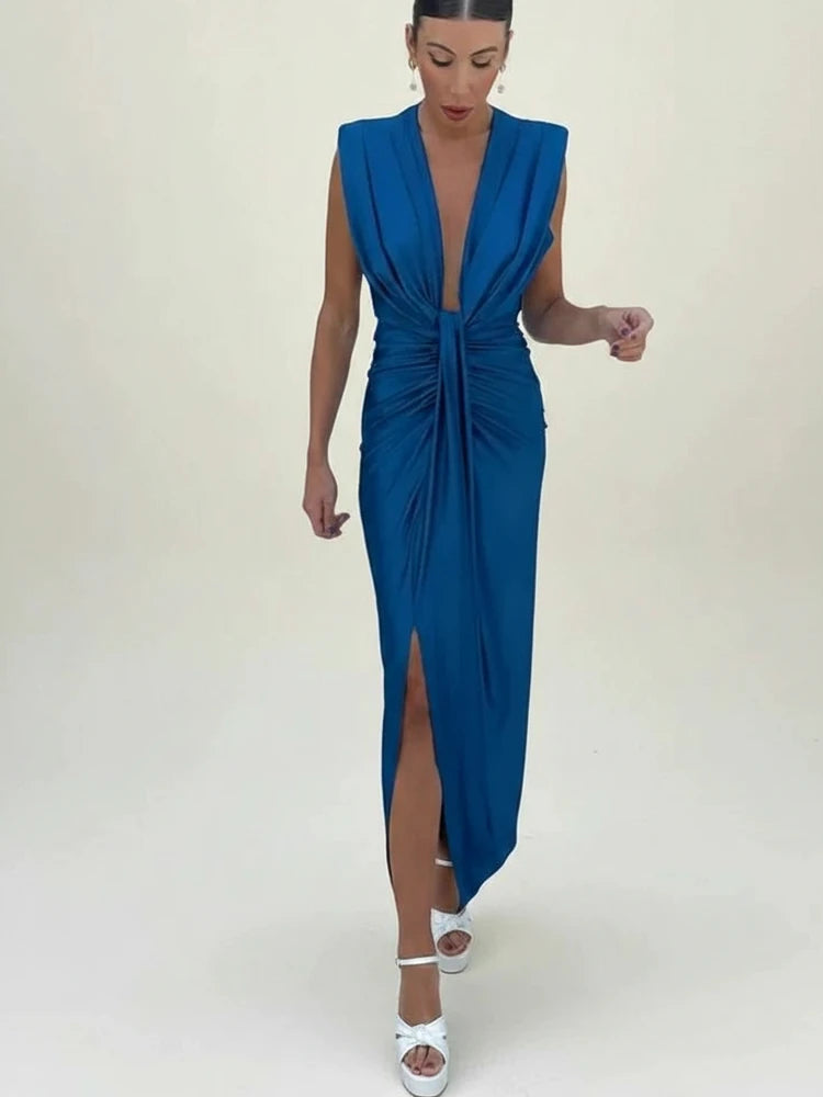 Women's V-Neck Midi Dress