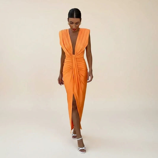 Women's V-Neck Midi Dress