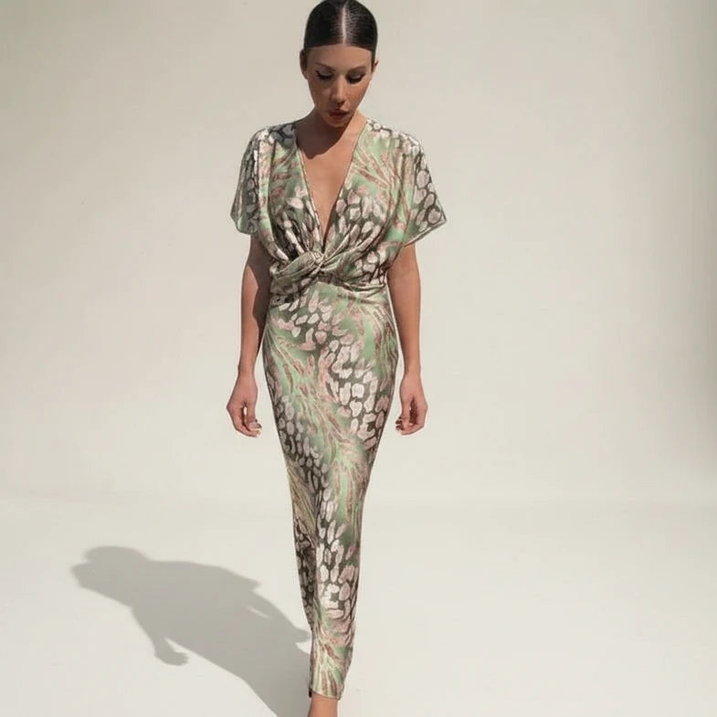 Women's V-Neck Midi Dress