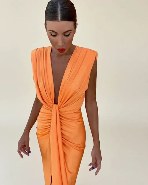 Women's V-Neck Midi Dress