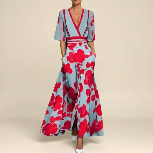 Women's V-Neck Wrap Maxi Dress