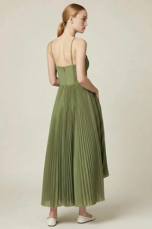 Women's Pleated A-Line Midi Dress