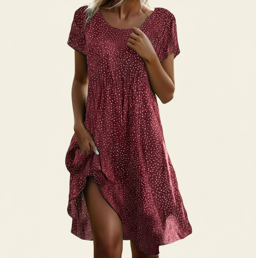 Women's Short Sleeve A-Line Mini Dress