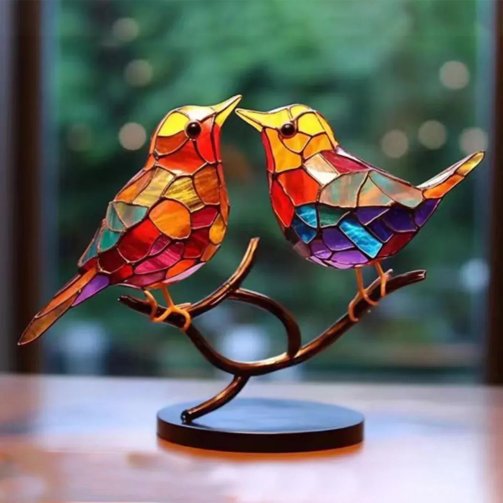 Acrylic Birds on Branch Sculpture – Elegant Artistic Home Decoration