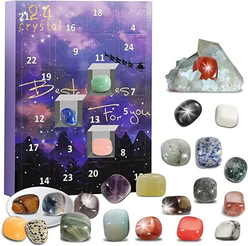Advent Calendar with 24 Real Gemstones for Young Explorers