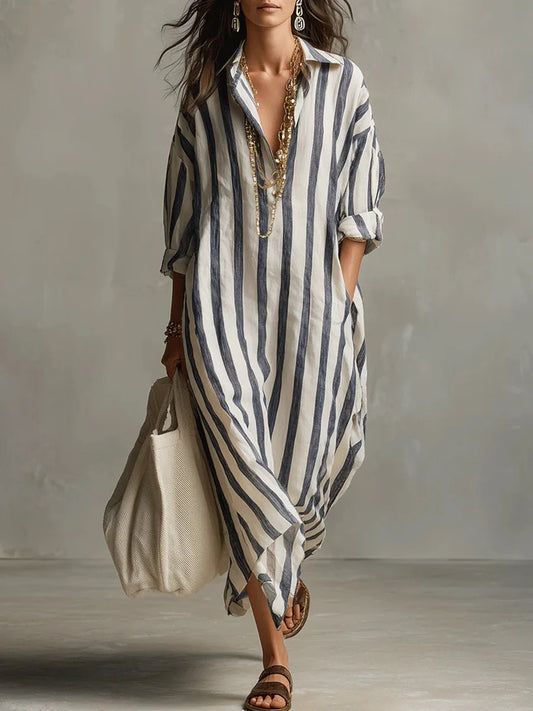 Amaris Linen Long Shirt Dress