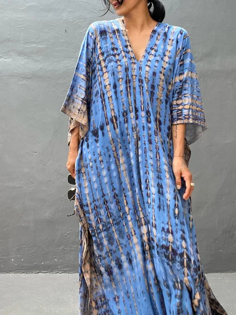 Amy | Effortless Boho Green Maxi Dress for Women in Casual Kaftan Style