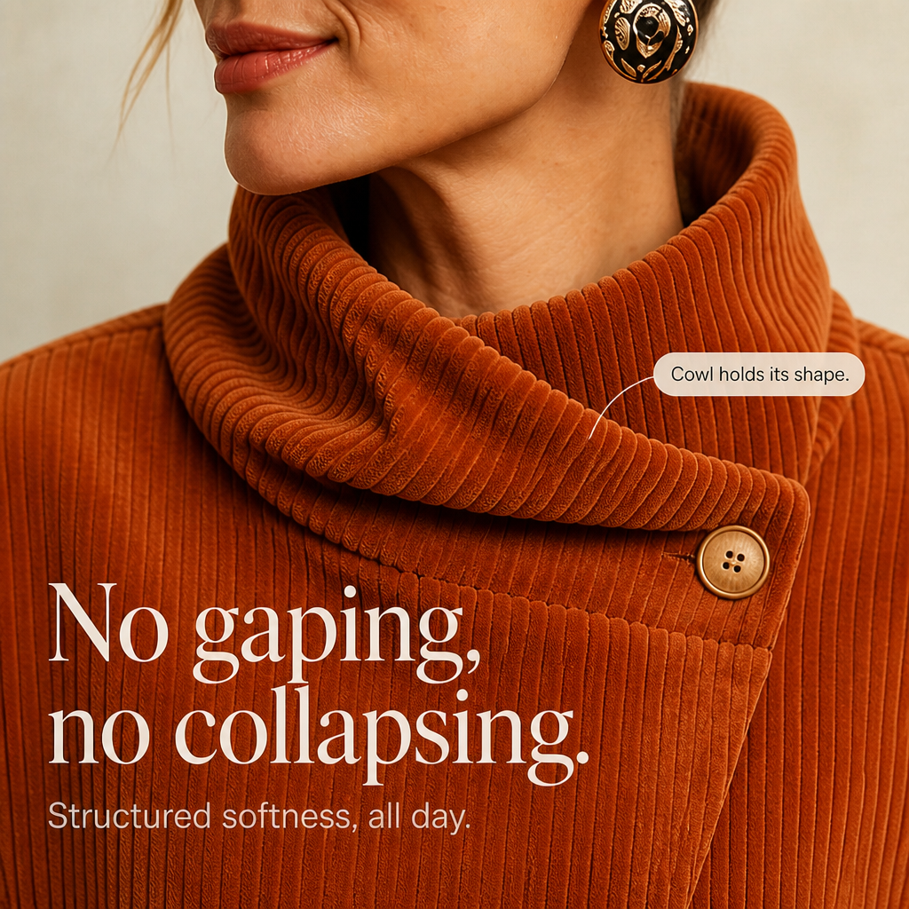 Asymmetric Wrap Neckline Corduroy Jacket