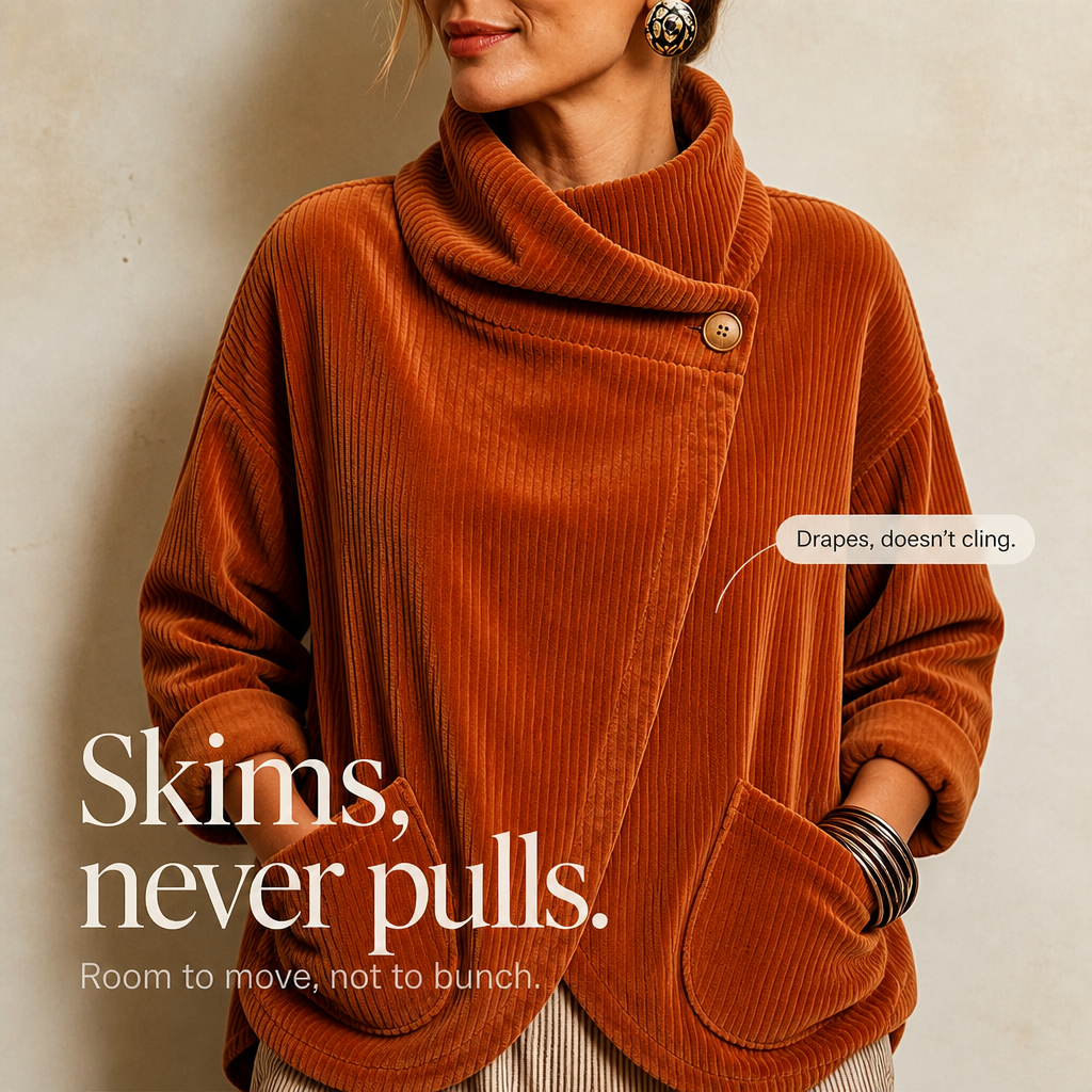 Asymmetric Wrap Neckline Corduroy Jacket