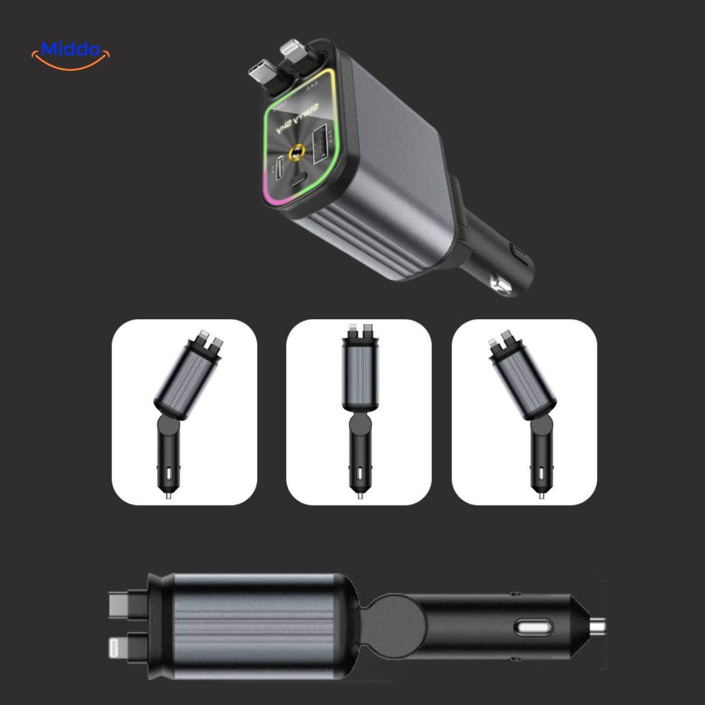AutoCharge™ 120W | 4-in-1 Charger, Super Fast, RGB Starry Sky!