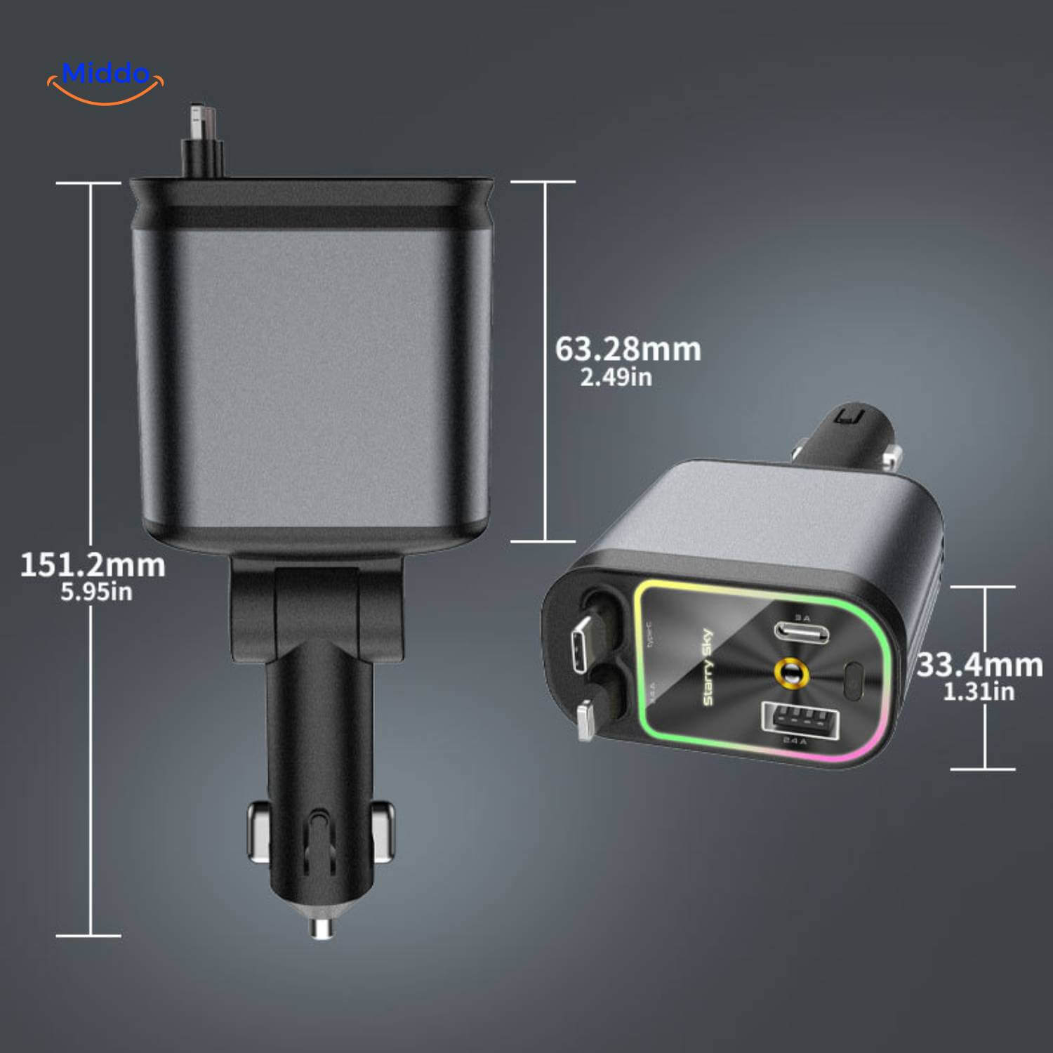 AutoCharge™ 120W | 4-in-1 Charger, Super Fast, RGB Starry Sky!
