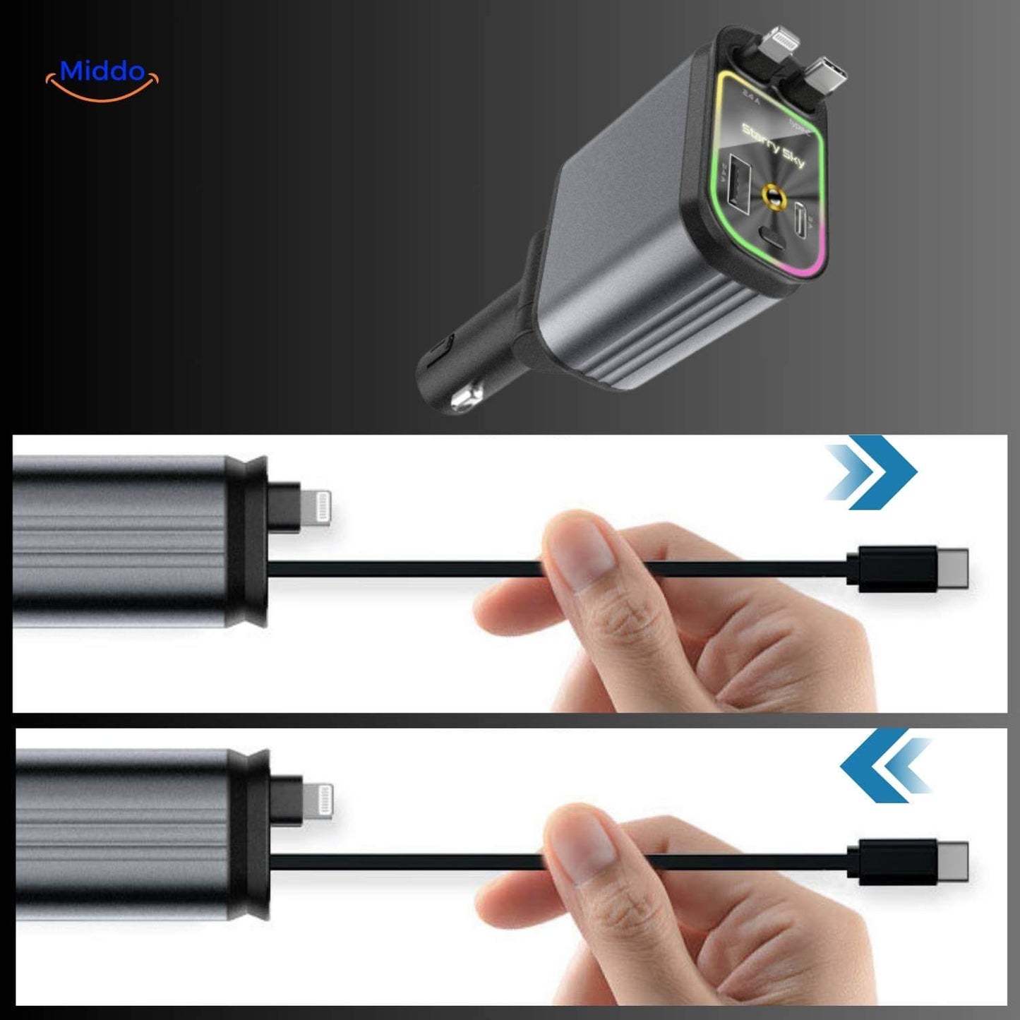 AutoCharge™ 120W | 4-in-1 Charger, Super Fast, RGB Starry Sky!
