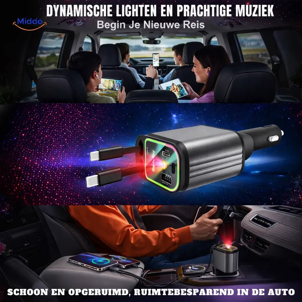 AutoCharge™ 120W | 4-in-1 Charger, Super Fast, RGB Starry Sky!