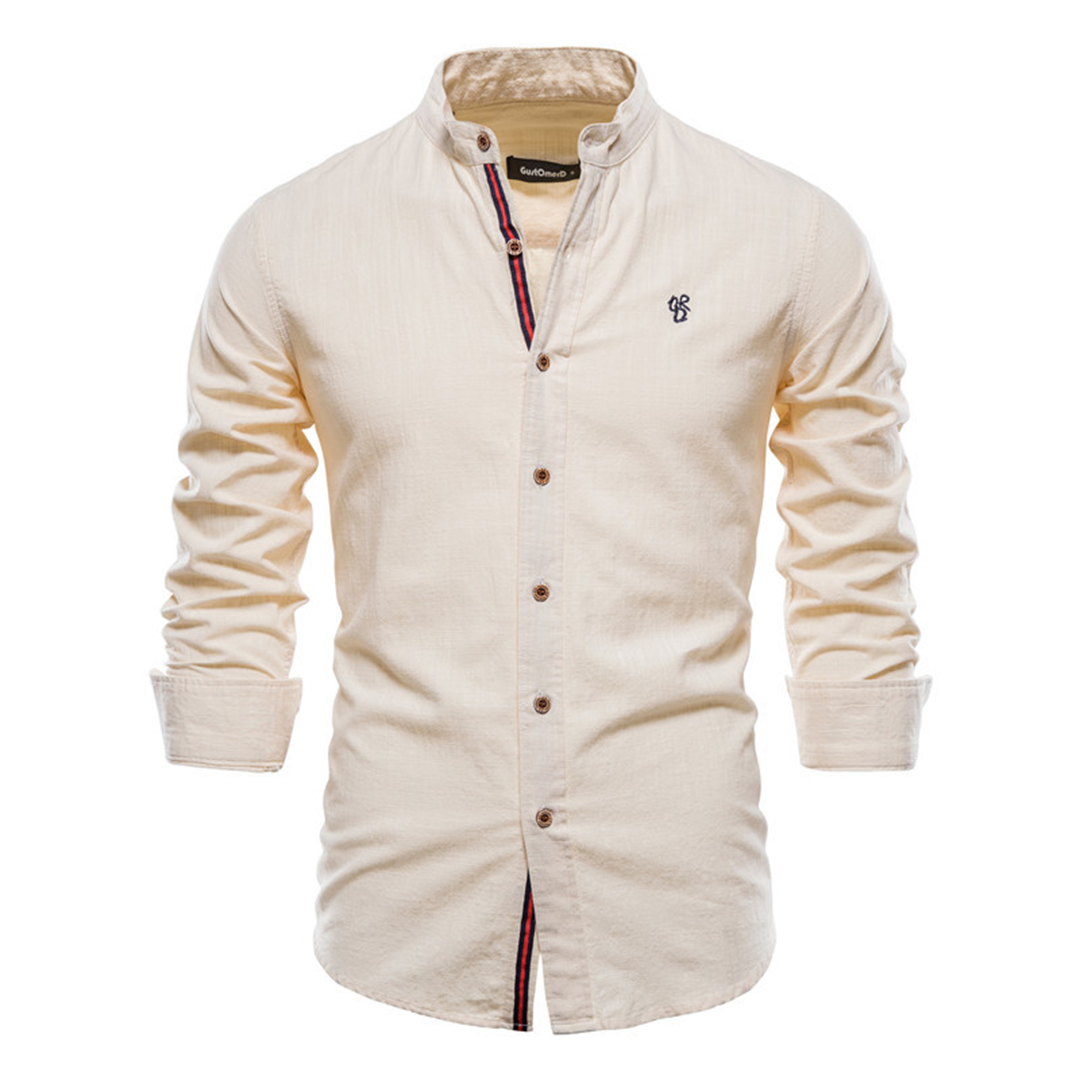Autumn Men's Shirt with Long Sleeves and Classic Design