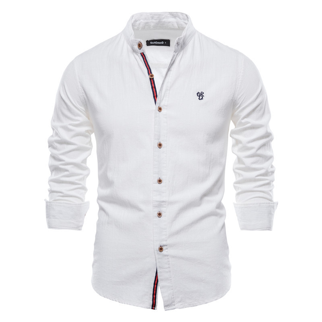 Autumn Men's Shirt with Long Sleeves and Classic Design