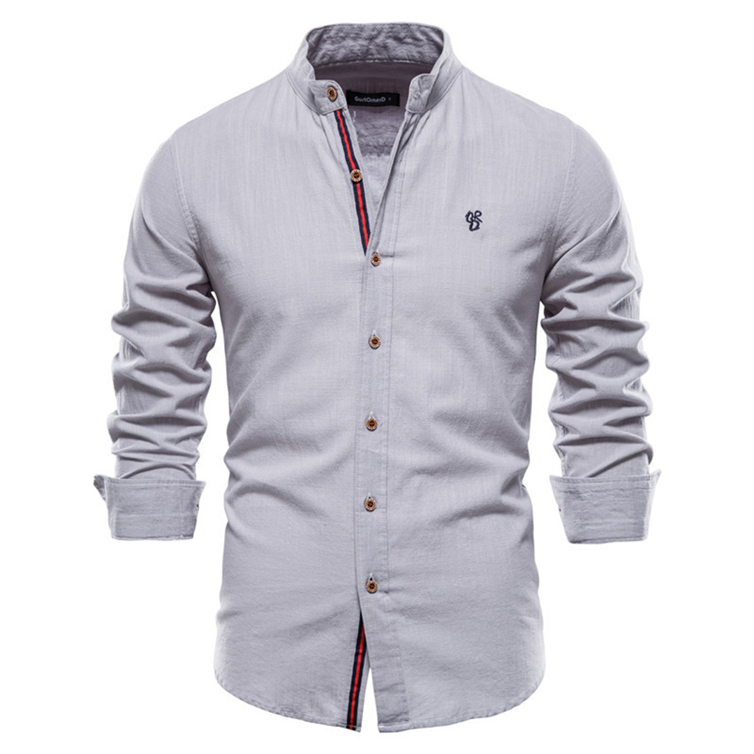 Autumn Men's Shirt with Long Sleeves and Classic Design