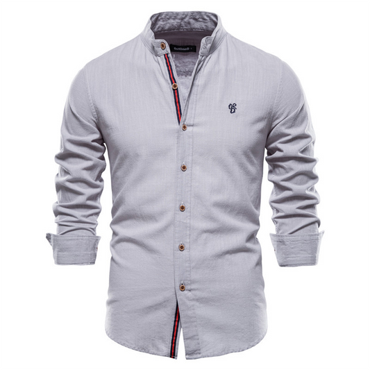 Autumn Men's Shirt with Long Sleeves and Classic Design
