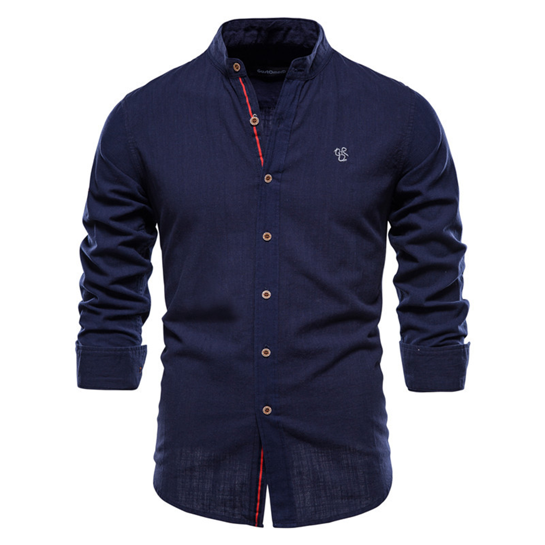 Autumn Men's Shirt with Long Sleeves and Classic Design