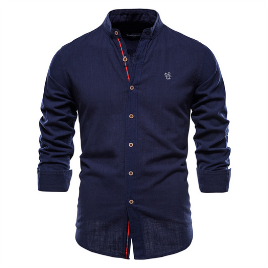 Autumn Men's Shirt with Long Sleeves and Classic Design