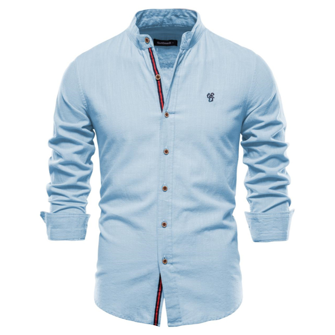 Autumn Men's Shirt with Long Sleeves and Classic Design