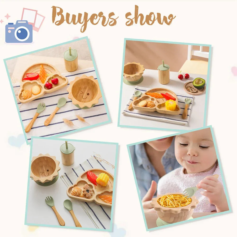 Baby Bamboo Suction Dinnerware Set – Safe & Stylish Toddler Bowls & Plates