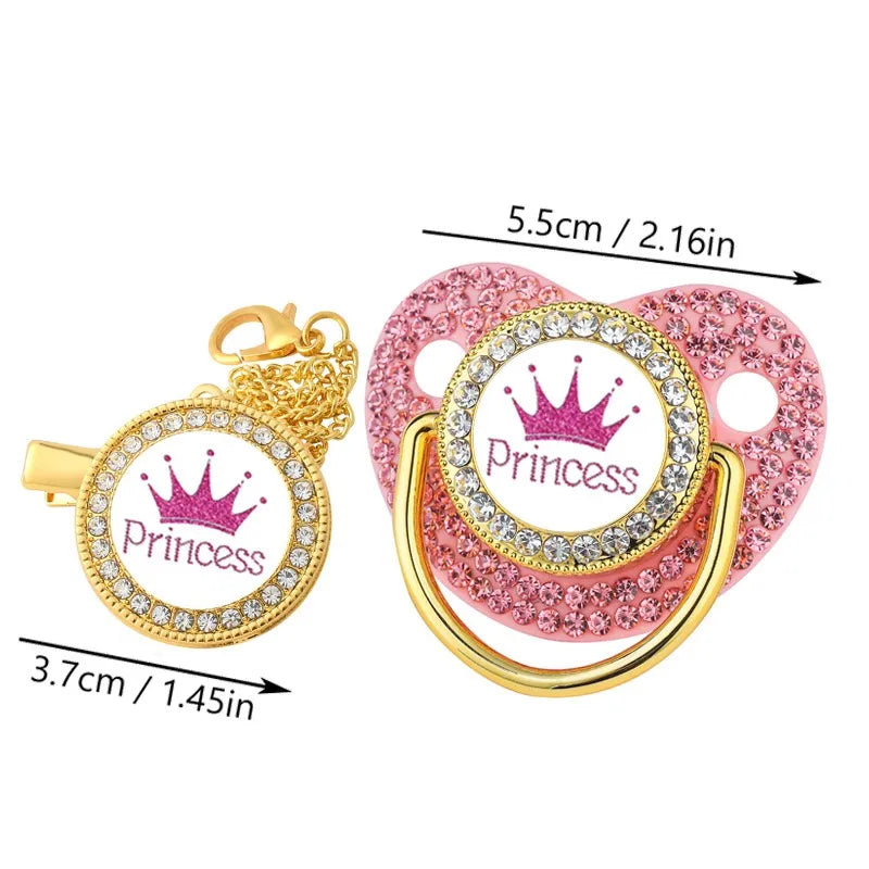Baby Luxury Crown Pacifier & Clip Set