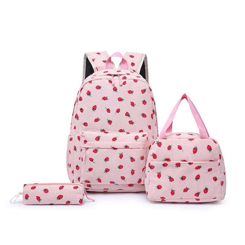 Backpack Set with Playful Strawberry Pattern