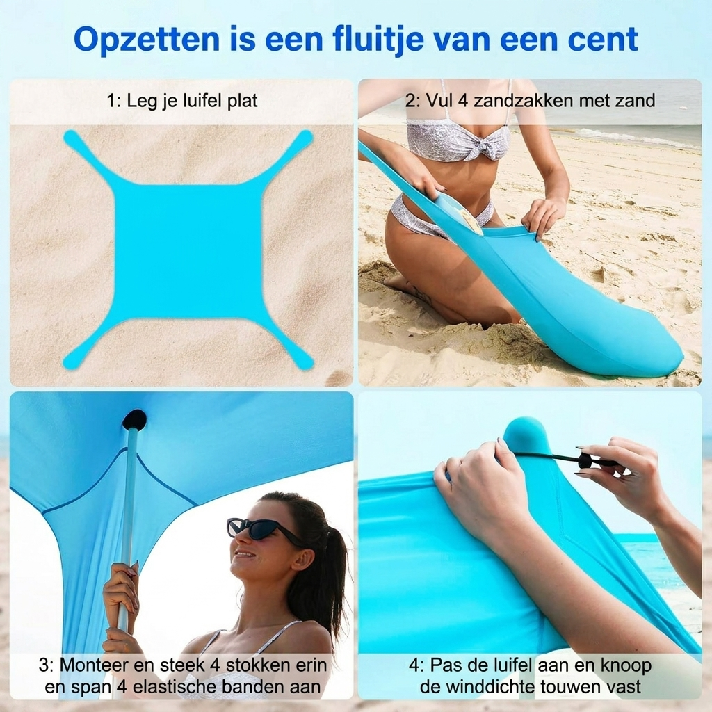 Beach Tent with Aluminum Poles and Sand Anchors