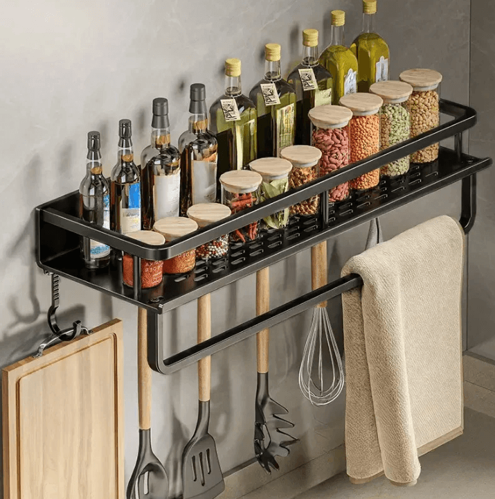 Black Kitchen Shelf - Modern Wall Shelf