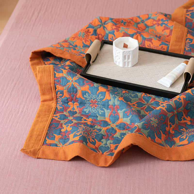 Blue Patterned Six-Layer Cotton Quilt – TerraLoom Comfort Blanket