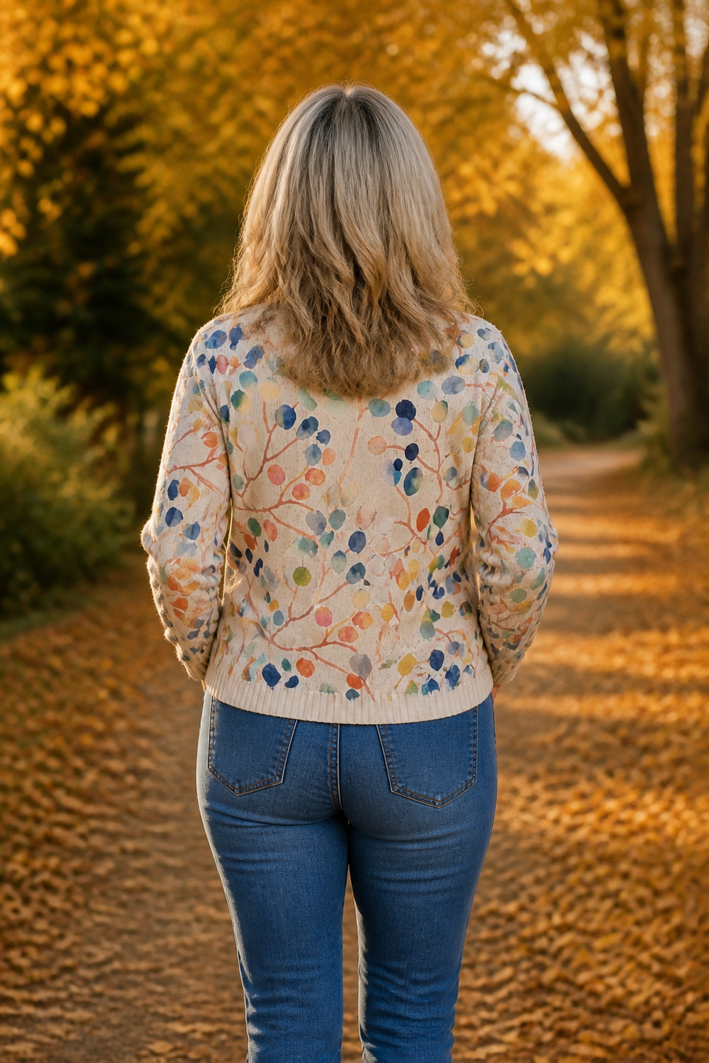 Botanical Print Zip-Up Bomber Cardigan