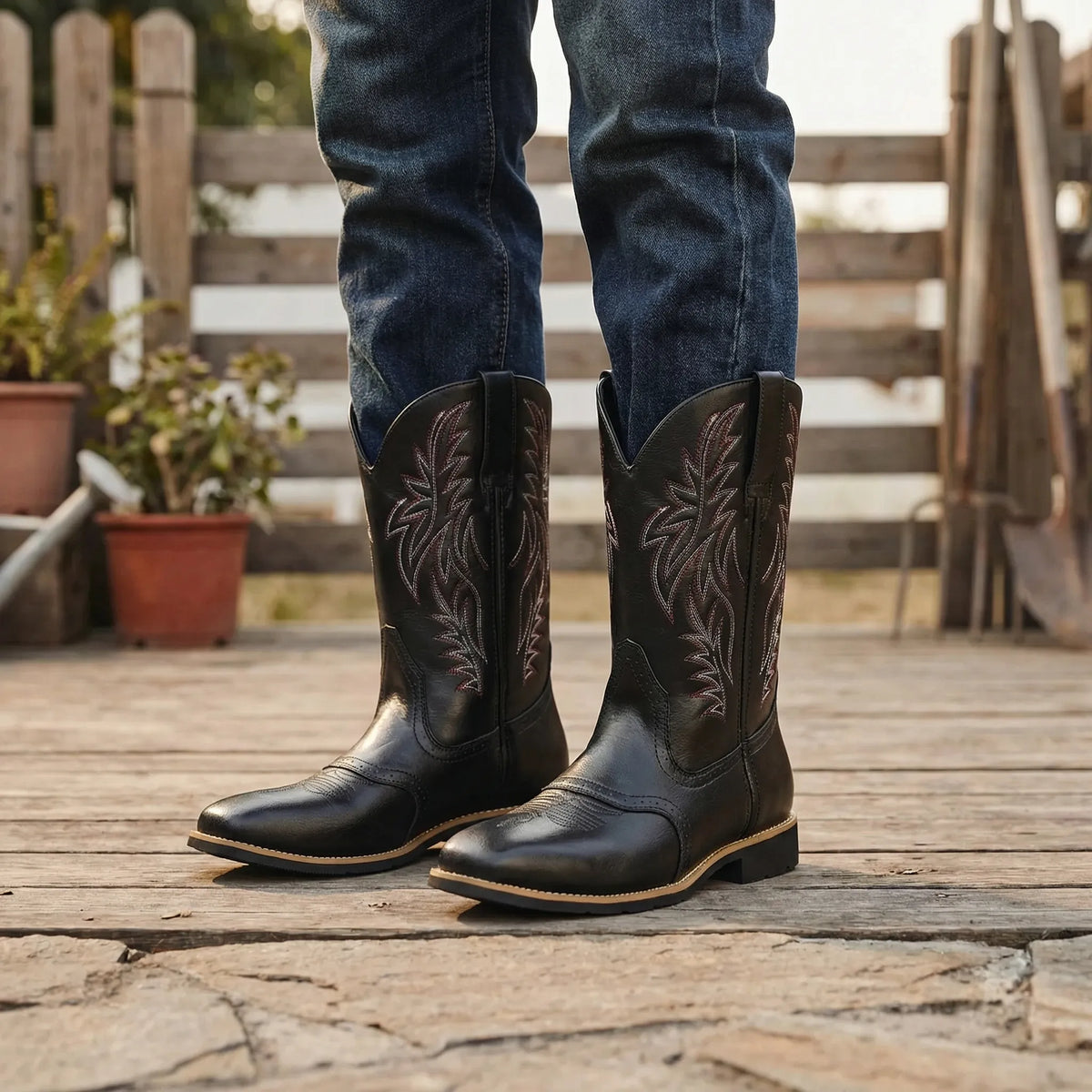 Calf-Length Cowboy-Style Boots